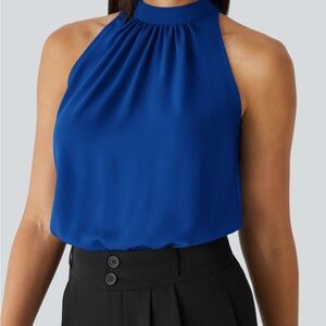 HALARA Royal Blue Halter Blouse NWT
